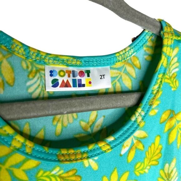 NEW Dot Dot Smile Gold Ferns Green Floral Cap Sleeve Dress 2T - Picture 4 of 7